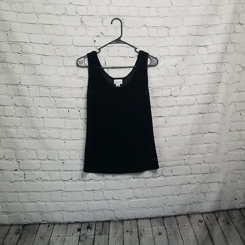 Chico's Black Scoop Neck Tank Top Size 1